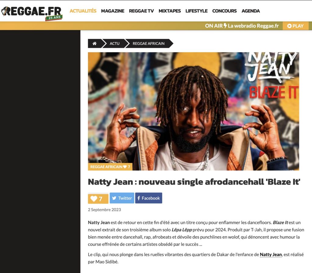 Blaze it - Natty Jean - Reggae.fr