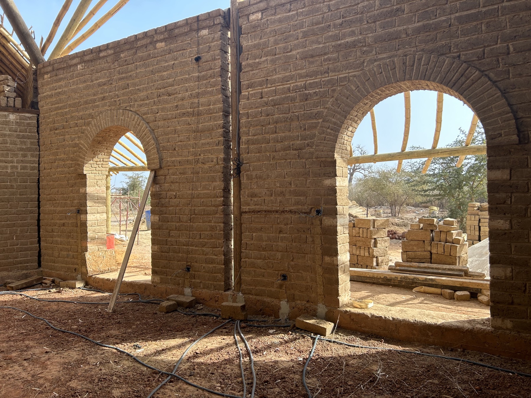 Adobe arches at the Eco-Centre construction site